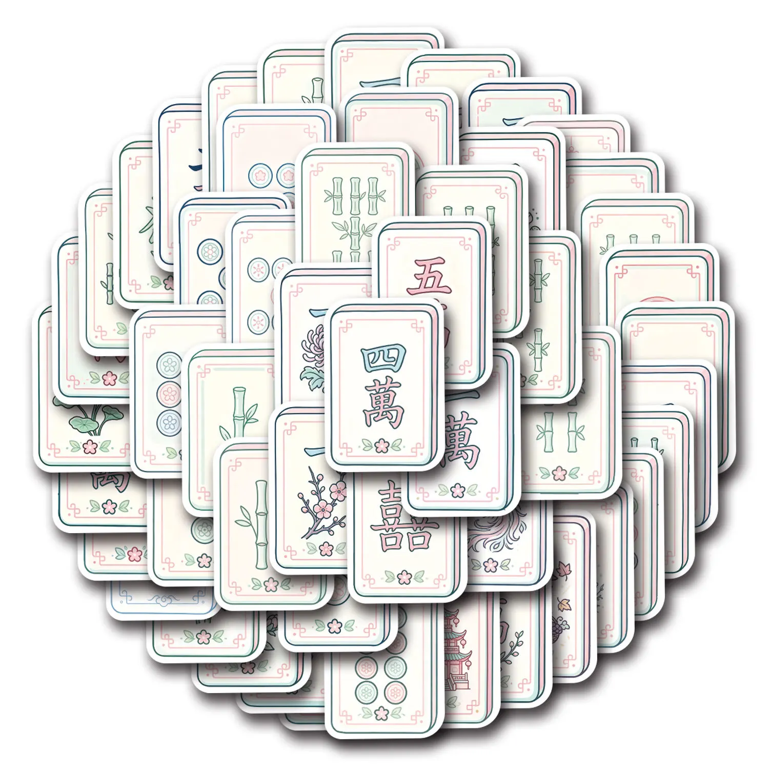 10/50PCS Mahjong Cartoon Stickers Chinese Entertainment Games Graffiti Decoration DIY Notebook Suitcase Phone Guitar Toys Decals