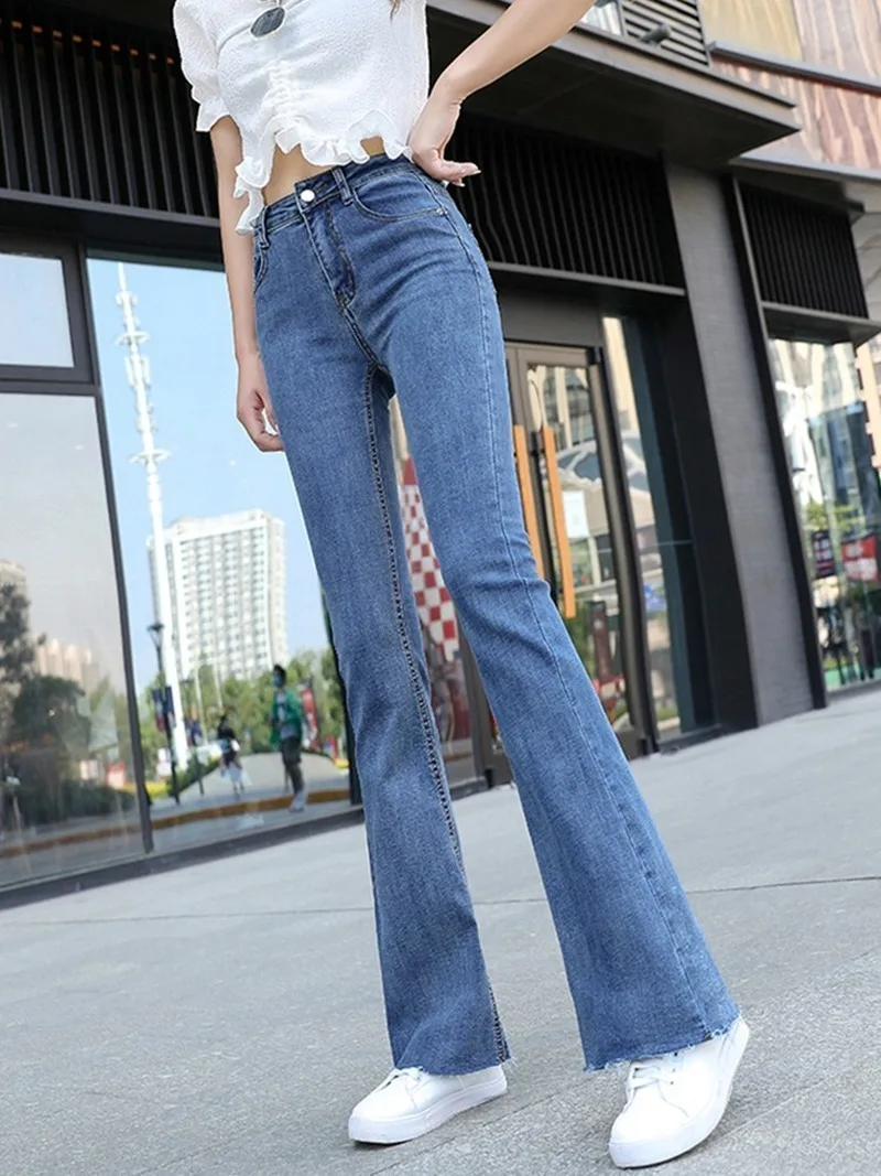 Fashion Spring and Autumn Trousers Flared Jeans High Waist Women Clothing Micro-pants Women Stretch 2023 New Women Pant Are Thin