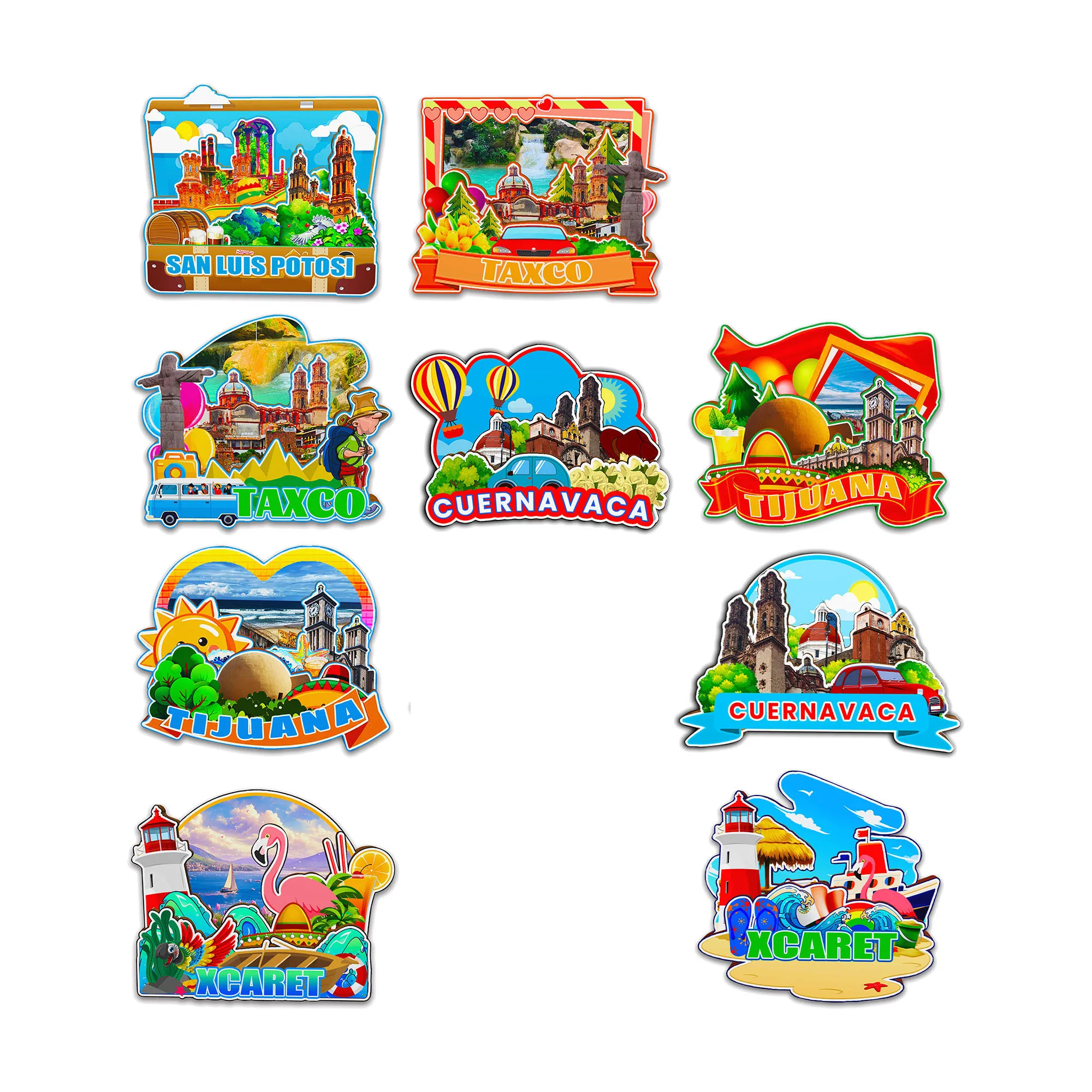 مغناطيس ديكور لـ Cuernavaca Taxco Xcaret Tijuana San Luis Potosi Mexico City Landmark تذكارية للسفر