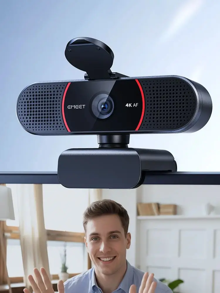 Kamera internetowa 4K 1080P 60fps EMEET USB z mikrofonami do komputera/PC/laptopa, kamera wideo z autofokusem do Zoom/Teams/OBS — zdjęcie 2