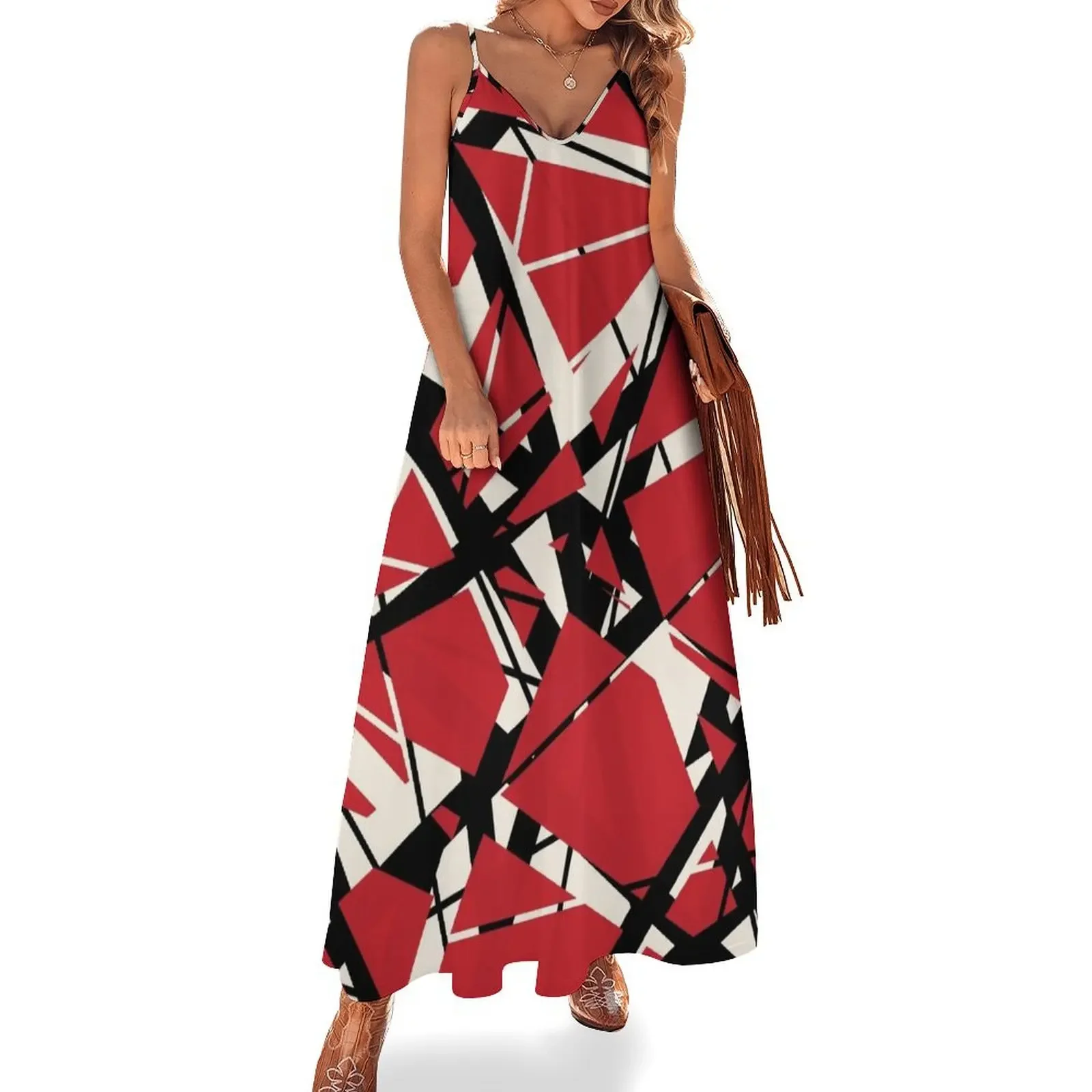 

EVH: authentic stripes design (red) Sleeveless Dress Woman's evening dress Long veiled dresses dress summer