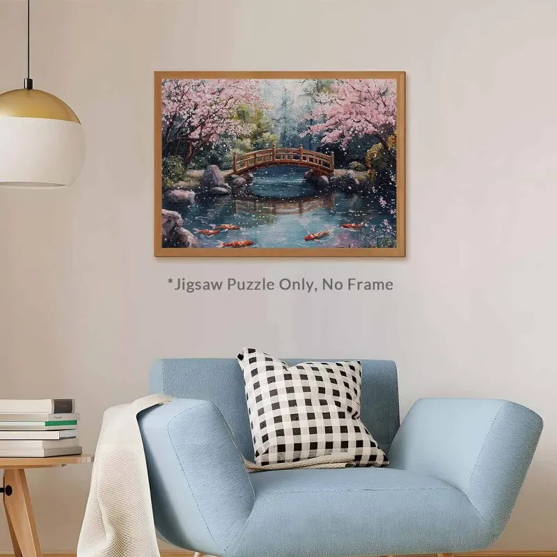 500 stuks puzzel voor volwassenen - kersenbloesembrug, koivijver, Japanse tuinpatroon puzzel