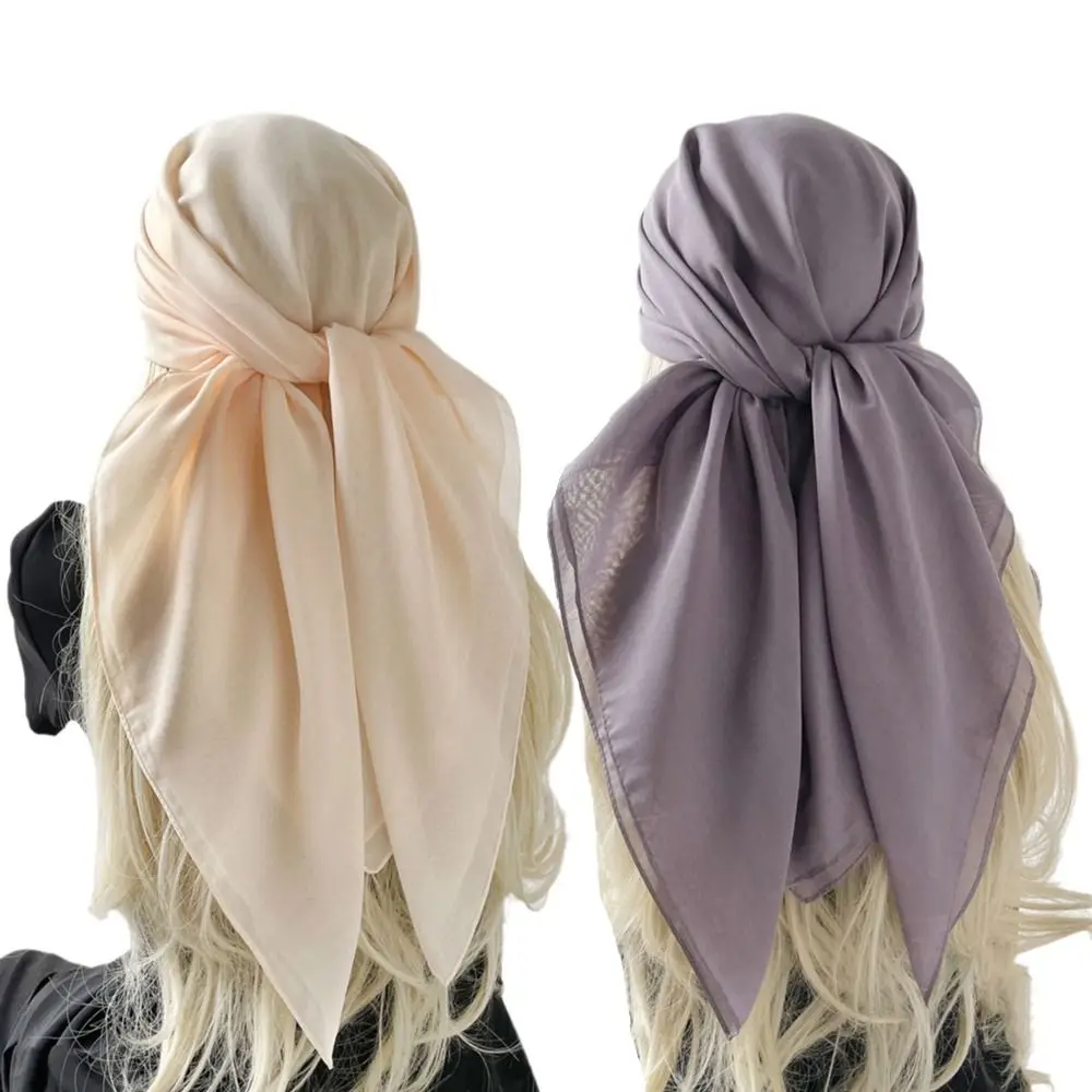 Solid Color Silk Scarves Thin Soft Fabric Satin Texture Bandana Scarf Breathable Lightweight Shawl Wrap Headscarf Head Covering