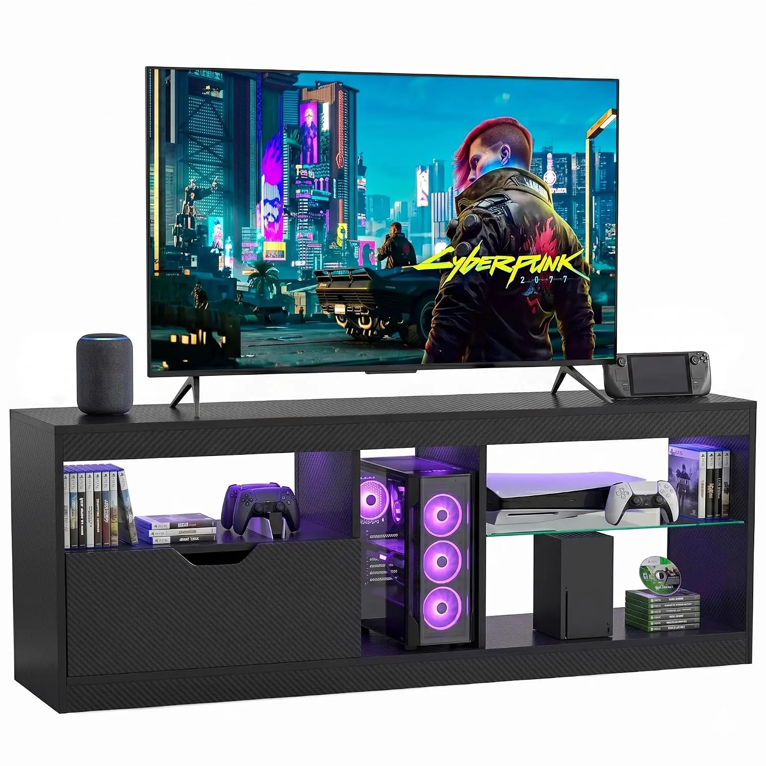 Homall Black LED TV Stand 65 Inch Living Room, Customized