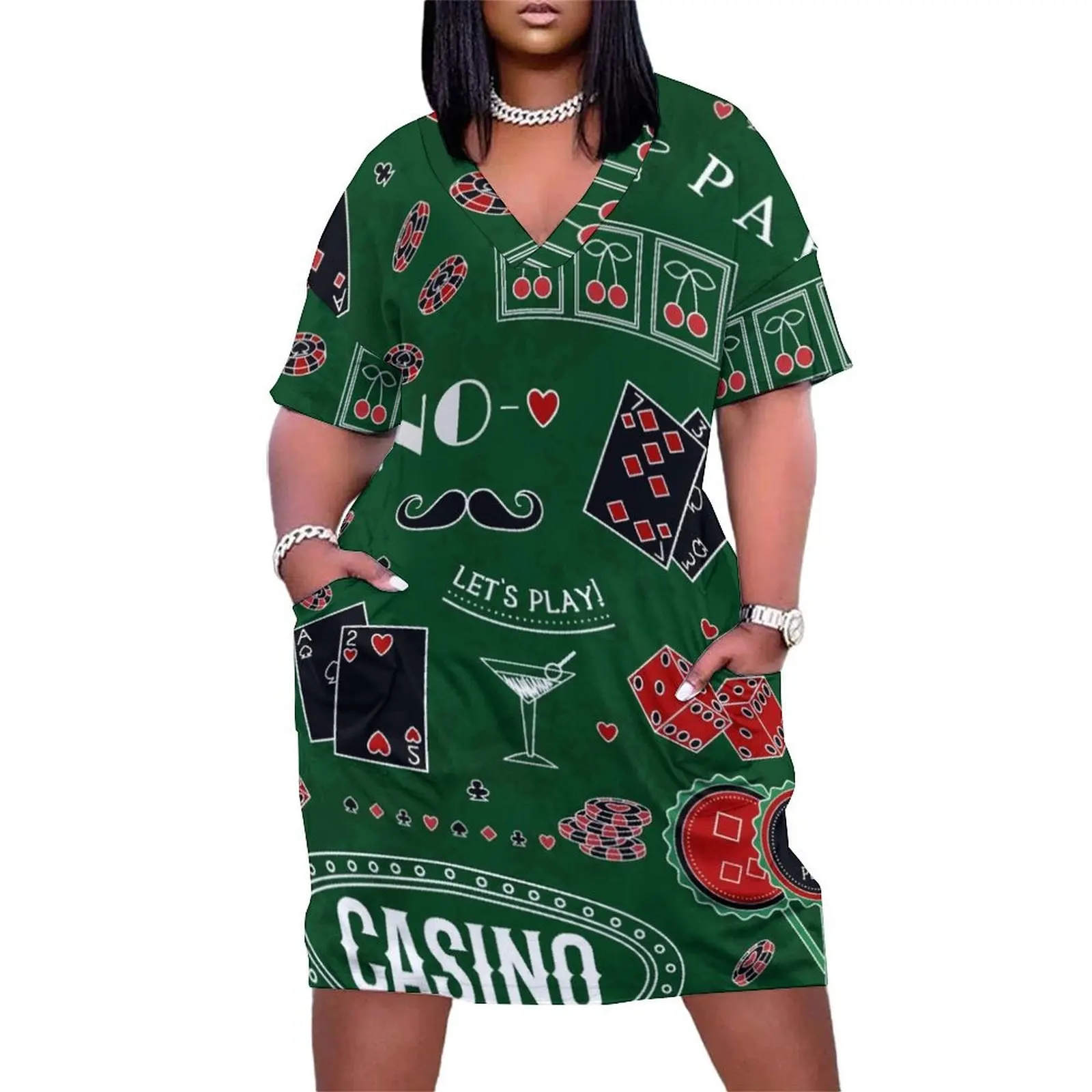 Casino theme. Gambling symbols. Loose Pocket Dress party dress women elegant luxury summer dresses ladies 2025