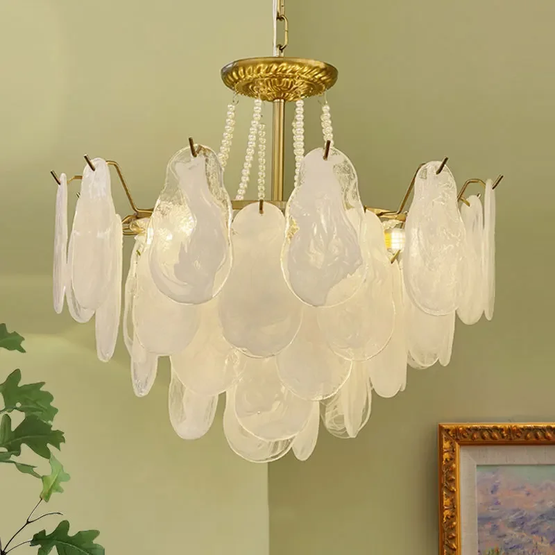 الشمال الإبداعية سحابة اللؤلؤ الثريا مصمم نمط الفرنسية ضوء الفاخرة الزجاج الإضاءة الفن موضة غرفة نوم ماستر الخفيفة