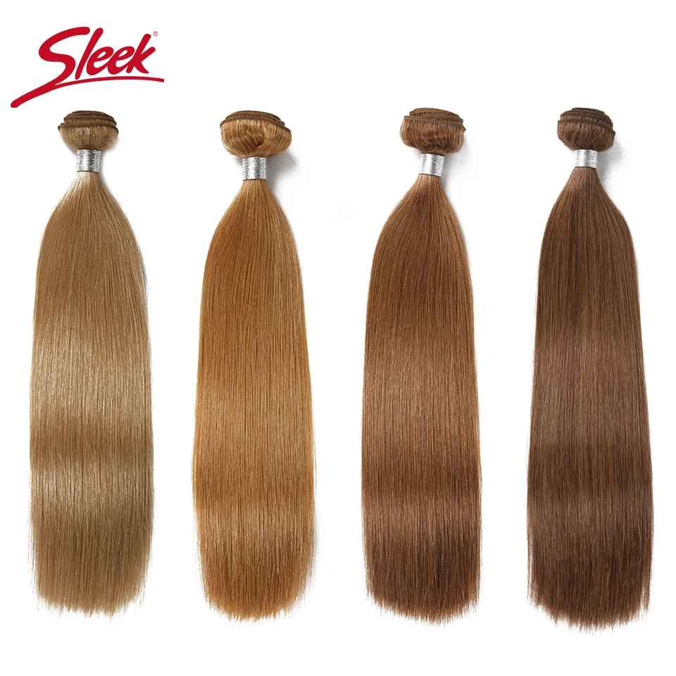 Cabelo virgem elegante de uma peça loira 10 #   12 #   P27/613 cor dupla desenhada brasileira sedosa feixes retos tecer cabelo remy