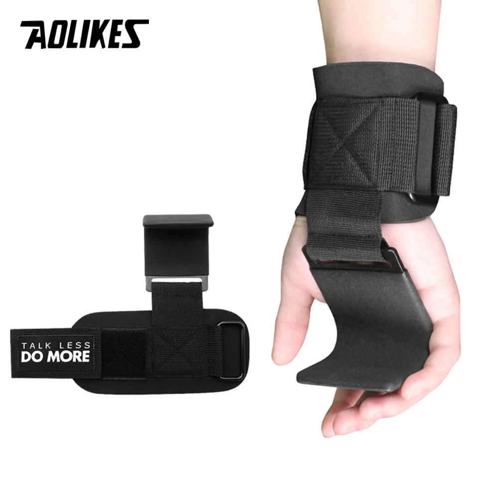 AOLIKES Weight Lifting Hook Grips Padded With Wrist Wraps Hand-Bar Powerlifting Gloves Heavy Duty Pull-ups Hooks Gym Training