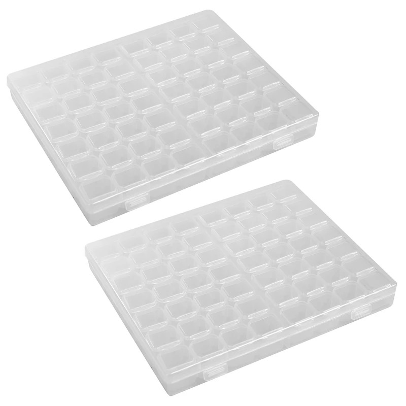 

2X 56 Grid Storage Tool Diy Removable Clear Plastic Organizer Nail Art Rhinestone