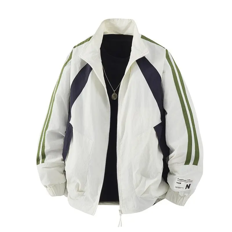 

Мужская весенняя новинка: куртка-жакет ZH258 на молнии с воротником-стойкой, в стиле рабочей одежды, с цветовыми блоками, спортивная, универсальная, с длинными рукавами, свободного кроя, шерстяная.