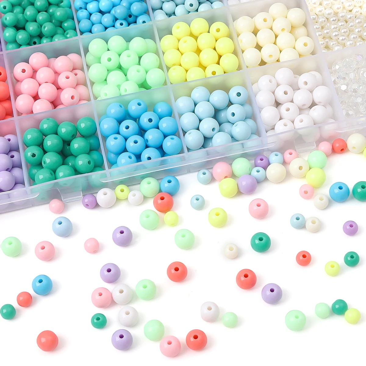 About1350Pcs24 Grid Box Solid Acrylic Ball Accessories Handmade DIY Making Jewelry Accessories Material Separation Beads