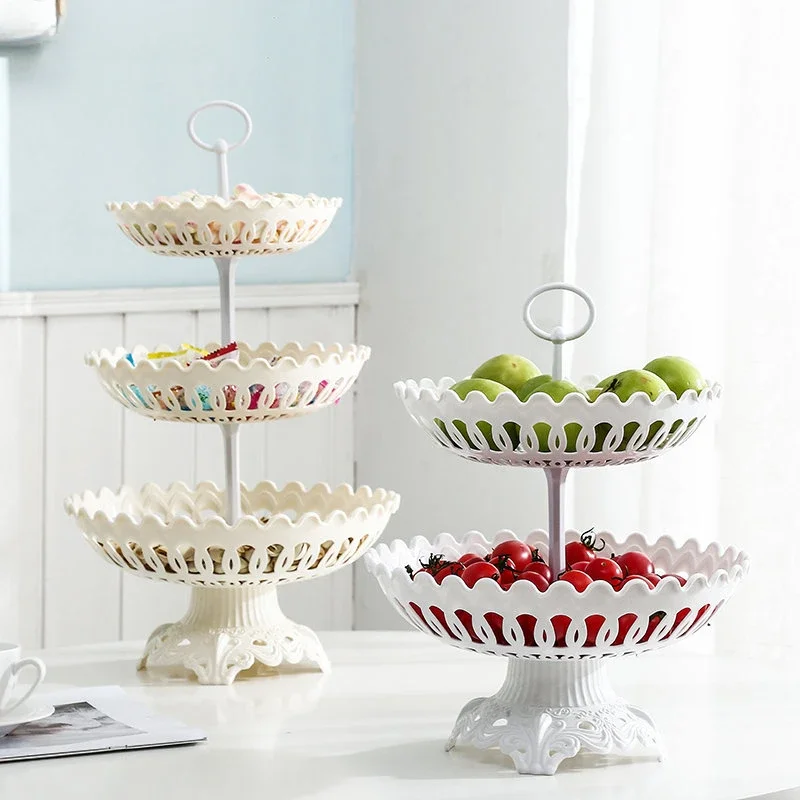 Tableware 3-Layer Kitchen Fruit Bowl Stand Creative Nordic Style Snack Fruit Dessert Plate Tableware For Wedding Buffet Party