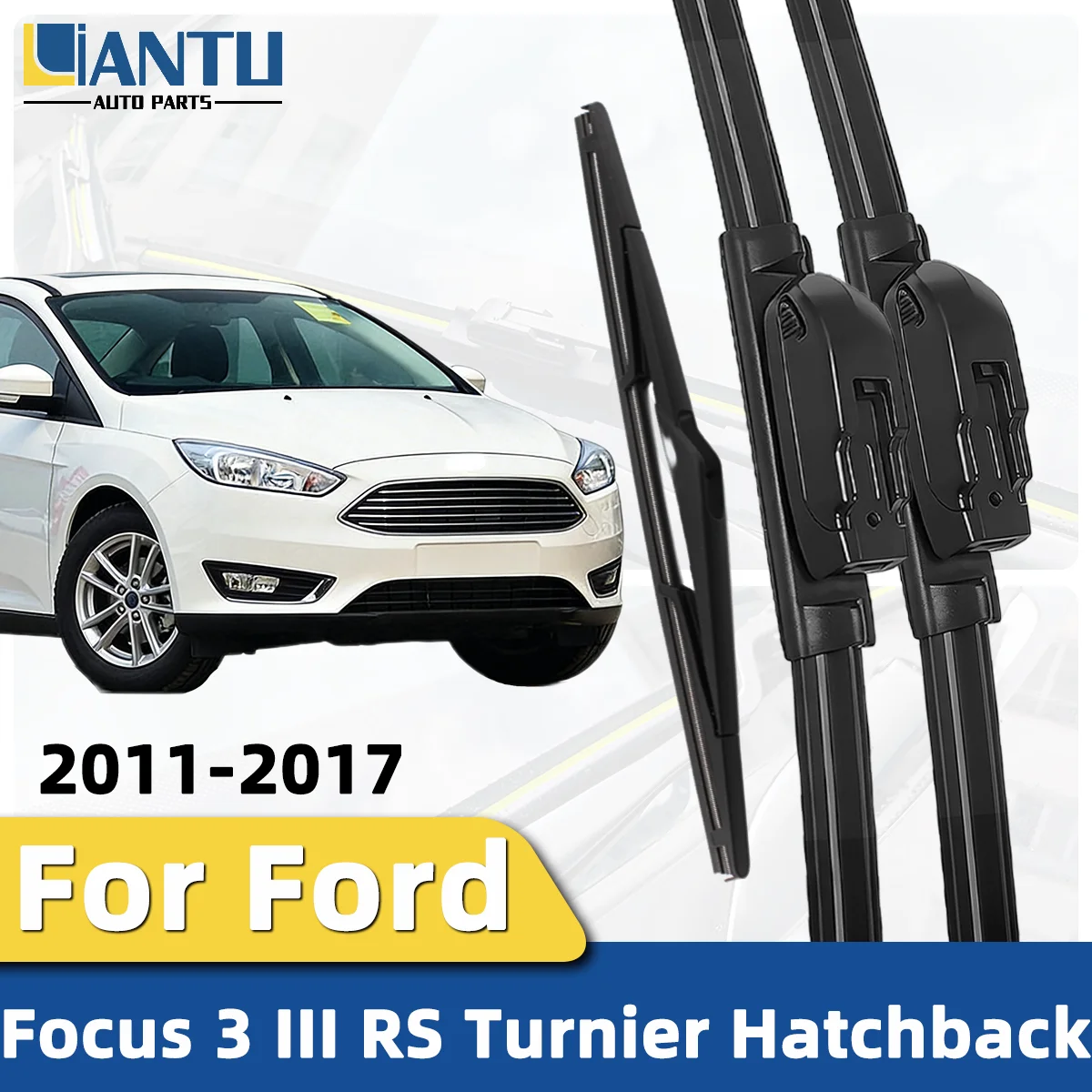 1/3PCS Front And Rear Wiper Kit For Ford Focus 3 III RS Turnier Hatchback 2011-2017 Windshield Wiper Silent Wiper Accessories