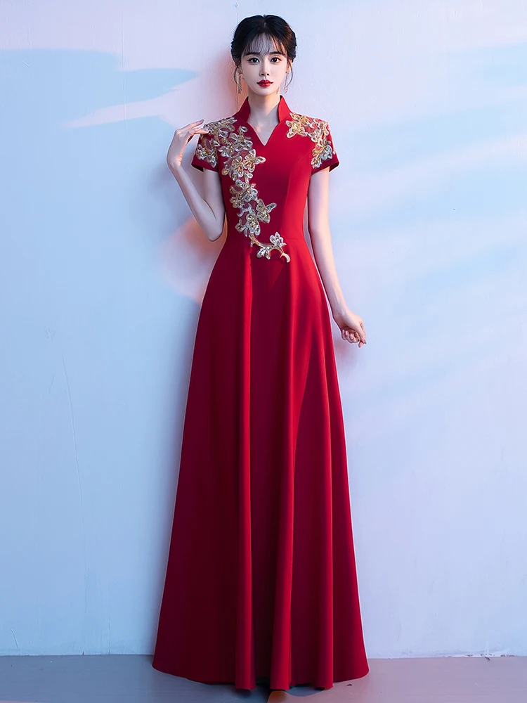 

Красная женская длинная юбка для выступлений, сценический костюм для сольного пения, модная юбка А-силуэта со средней талией