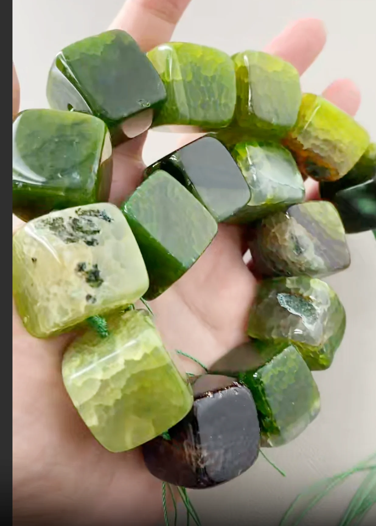 One Strand Big 23mm Dragon Vein Agate Square Cube Loose Beads Natural Yellow Cracked Gemstone Beads for Jewelry DIY