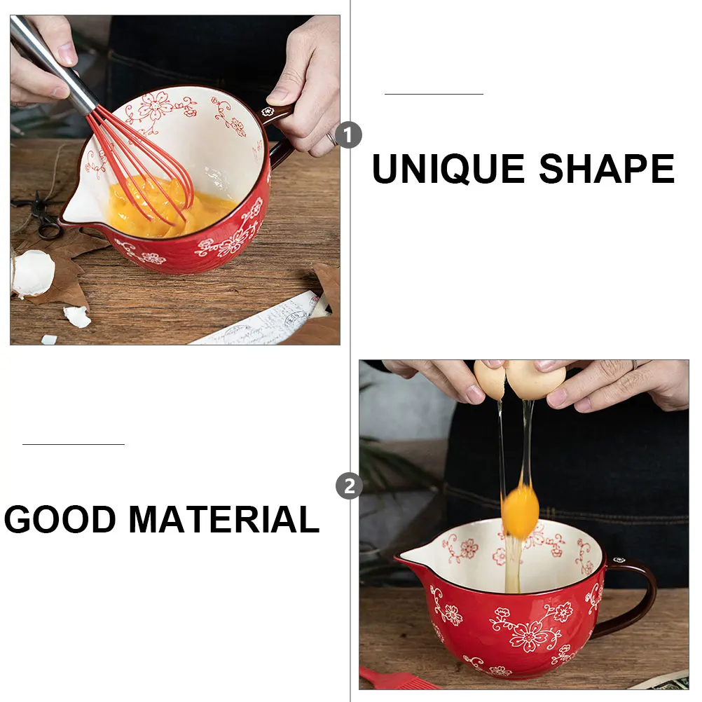 

Ceramic Mixing Bowl Red Stylish Design Easy Clean Non-Slip Bottom Suitable for All Kinds of Dishes Home Kitchen Supply