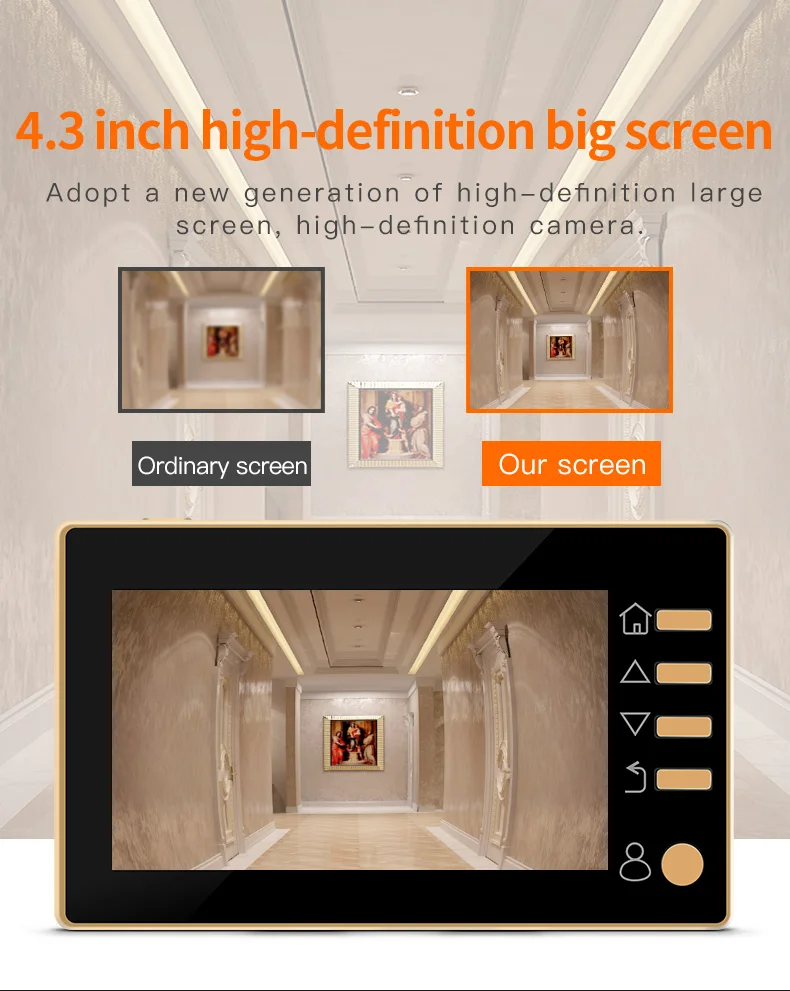 Smart wireless visual electronic cat eye doorbell security protection doorway system two-way wake-up 4.3 inch color screen