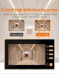 Two-way wake-up intelligent wireless visual electronic cat eye doorbell security protection doorway system 4.3 inch color screen