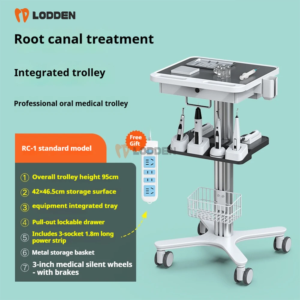 Стоматологическая тележка для инструментов Вспомогательная тележка с бесшумными колесами Эндодонтическая встроенная тележка Внутриротовой сканер Мобильные тележки