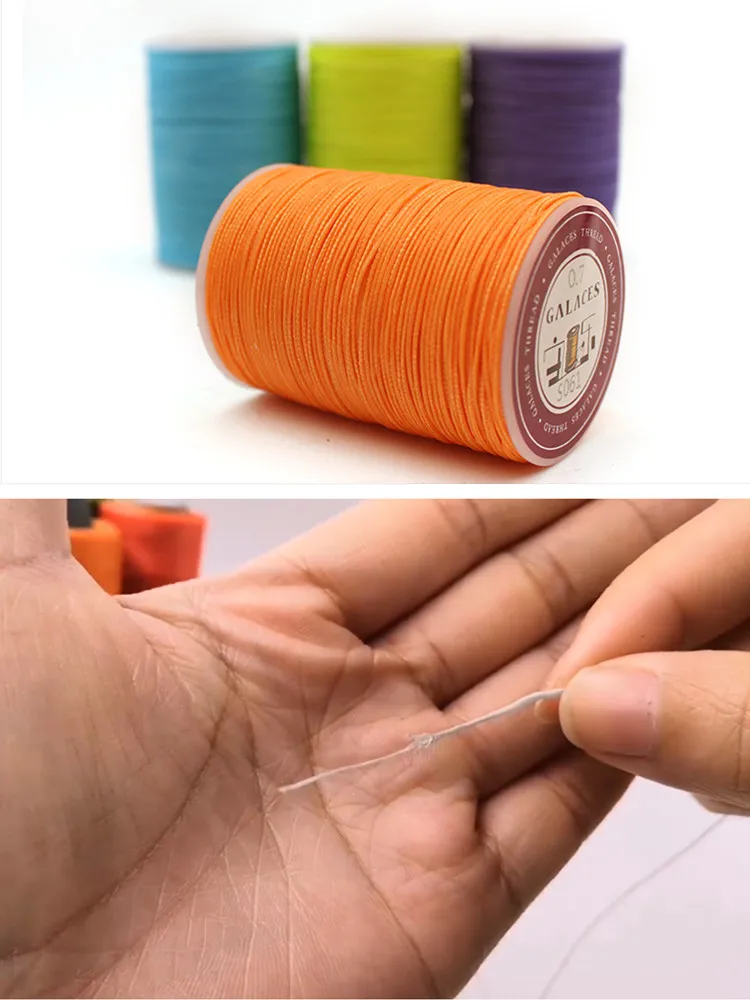 0.5mm/0.6mm/0.7mm Polyester Core-Spun Round Wax Thread for Braided Bracelets DIY Accessories or Leather Craft Sewing