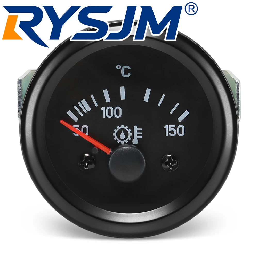 24V 52MM Oil Temperature Gauge No Sensor 50-150℃ Oil Temp Meter Indicator with Yellow LED Backlight for Car Automobile