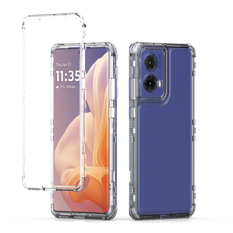 Transparent hard shell 3-in-1 protective mobile phone case For Moto G85 5G G35 G24 Power G34 5G G84 G54 G14 Protective Case