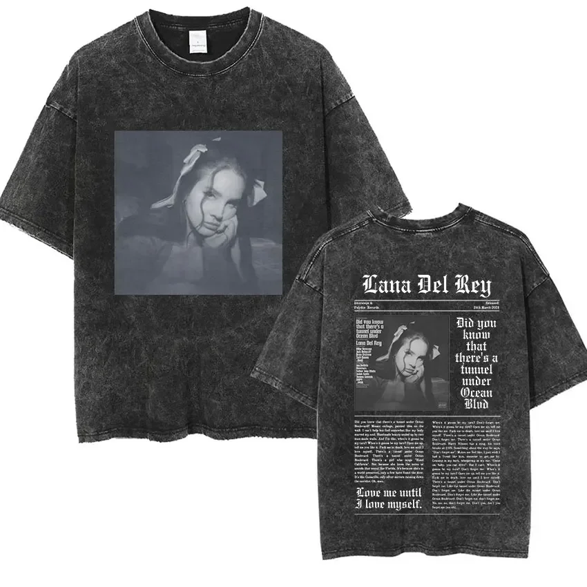 Lana Del Rey Ldr Sailing Vintage Wash T Shirt Męska koszulka z krótkim rękawem w stylu retro Mężczyźni Kobiety Hip Hop Oversized tees Streetwear