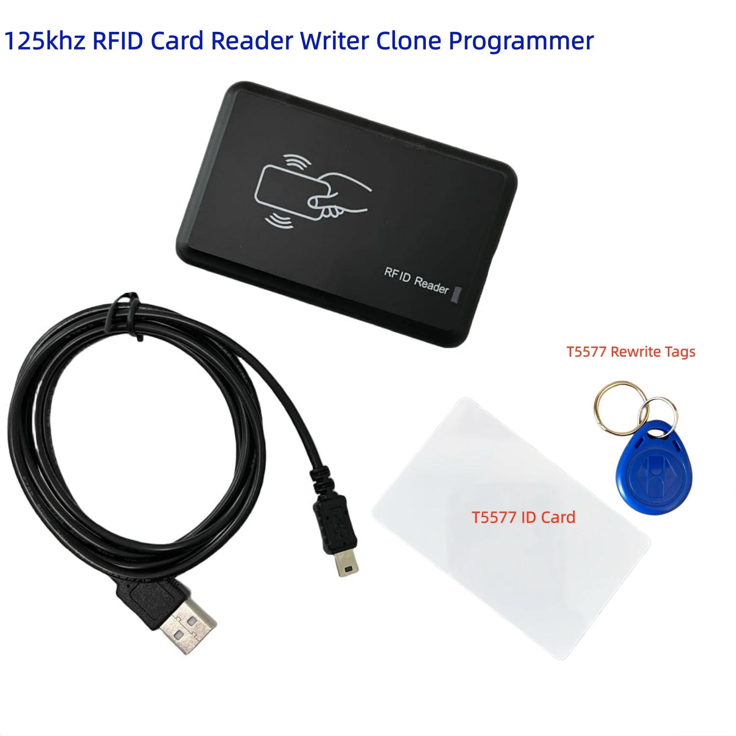 

125khz RFID ID TK4100 EM41XX Card Reader Writer Cloner Copier Programmer Copy Clone with Blank Writable T5577 Card Key Tag