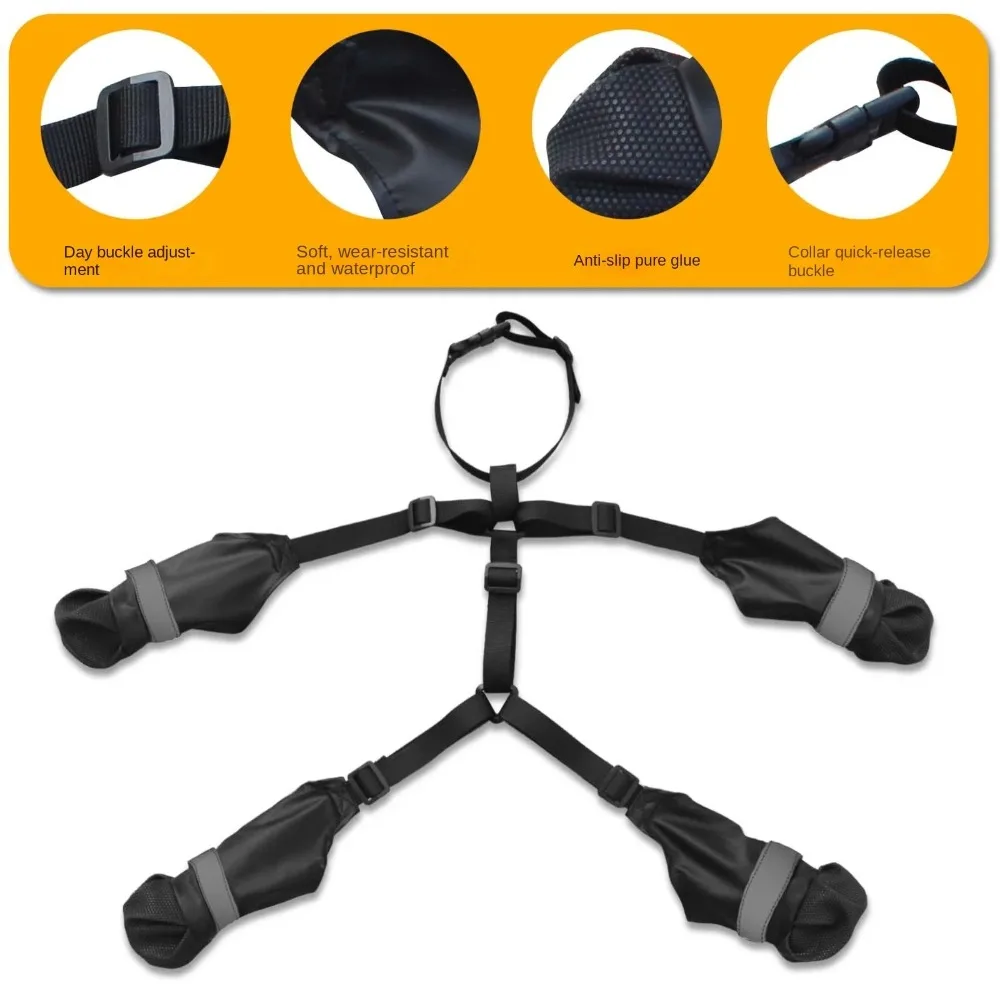 أحذية الحيوانات الأليفة قابل للتعديل عاكسة أحذية الكلب المطاط وحيد كل موسم مقاوم للماء أحذية الكلب مقاومة للانزلاق الكلب باو حامي فصيل كورجي #4