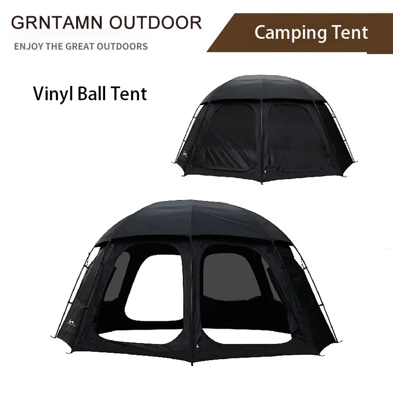 

Portable Black Vinyl Dome Tent for Outdoor Camping and Hiking - Large Waterproof Half-Sphere Design