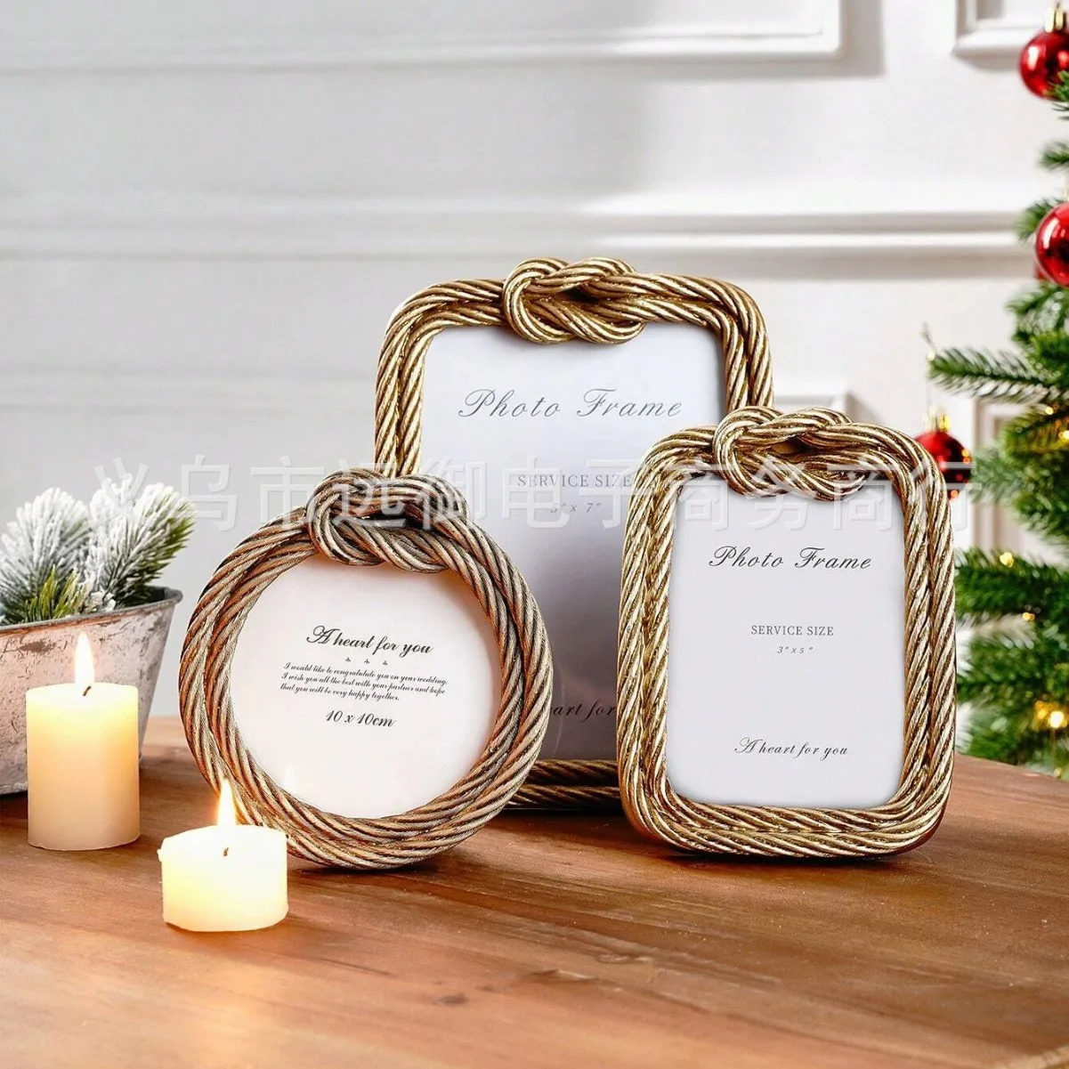 

Modern Minimalist Jute Rope Resin Photo Frame - Nordic Wedding Photo Decor, American Country Style Wall Mounted Frame Set