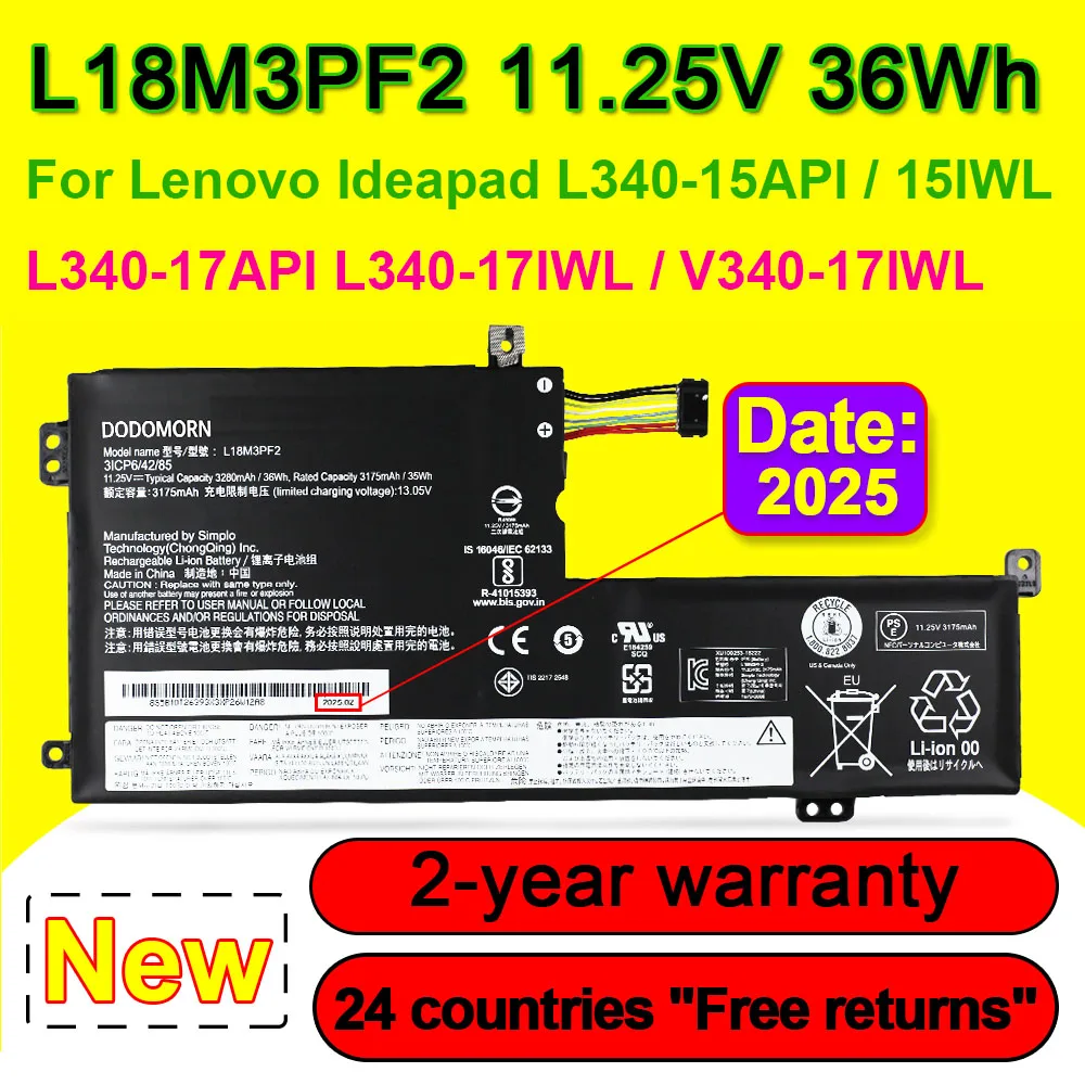

L18M3PF2 L18C3PF2 Laptop Battery For Lenovo IdeaPad L340 L340-17API L340-17IWL L340-15API L340-15IWL V155 V340-17IWL Series