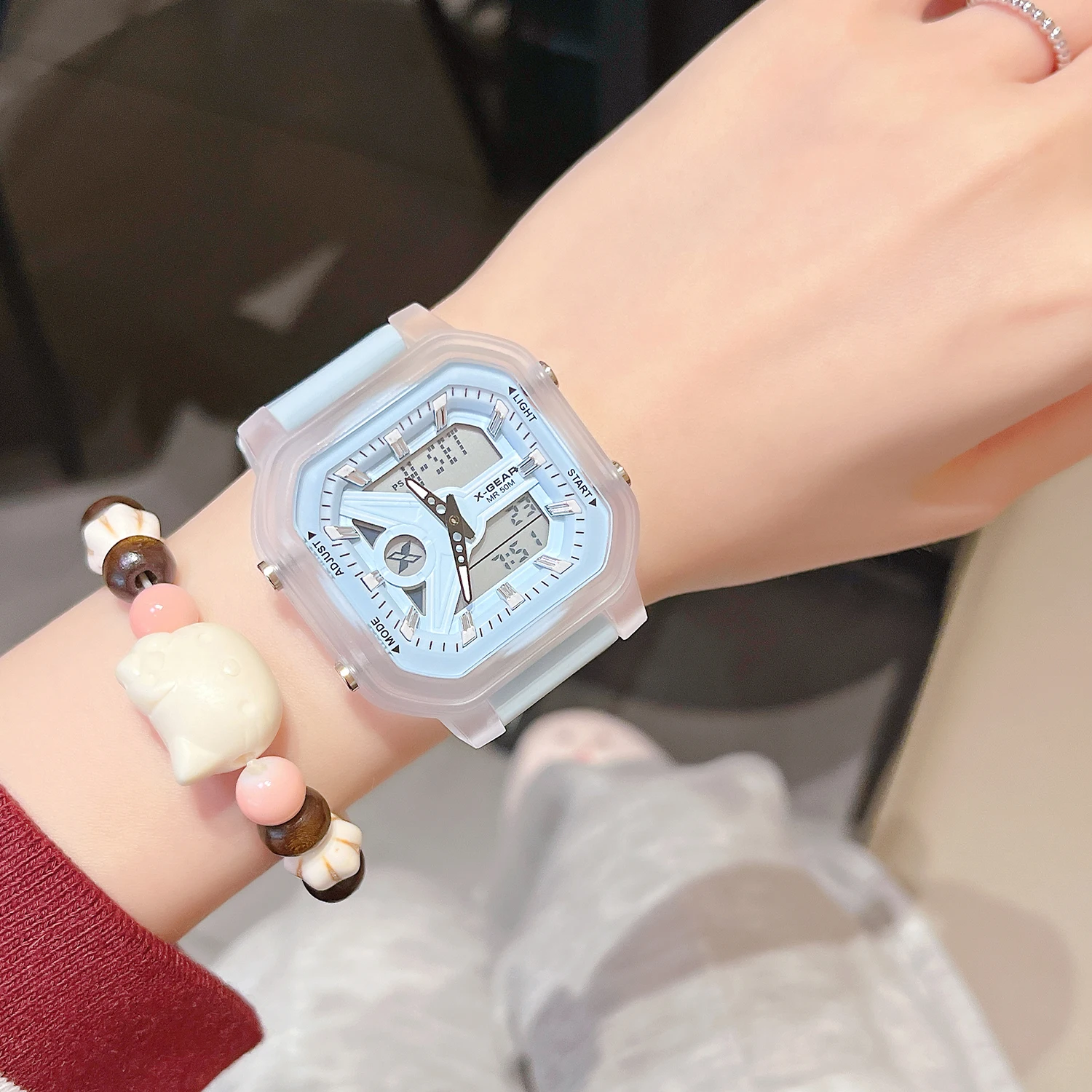 Elegant Women's Digital Watch Luminous Multi-Functional with Cute Square Silicone Band Ideal Gift for Ladies