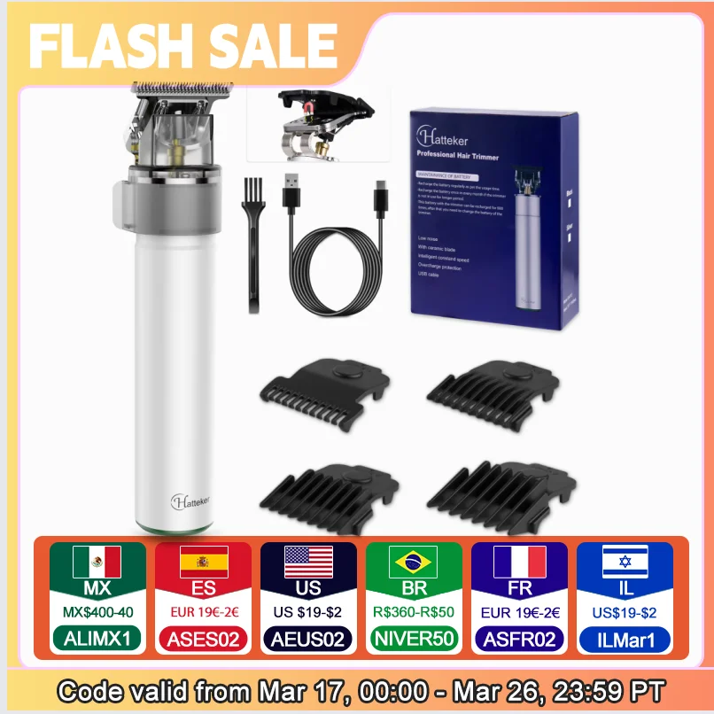ماكينة قص الشعر الكهربائية من Hatteker، ماكينة نحت وقطع رأس الزيت، ماكينة قص الشعر الكهربائية المنزلية، ماكينة قص الشعر بشحن USB #1