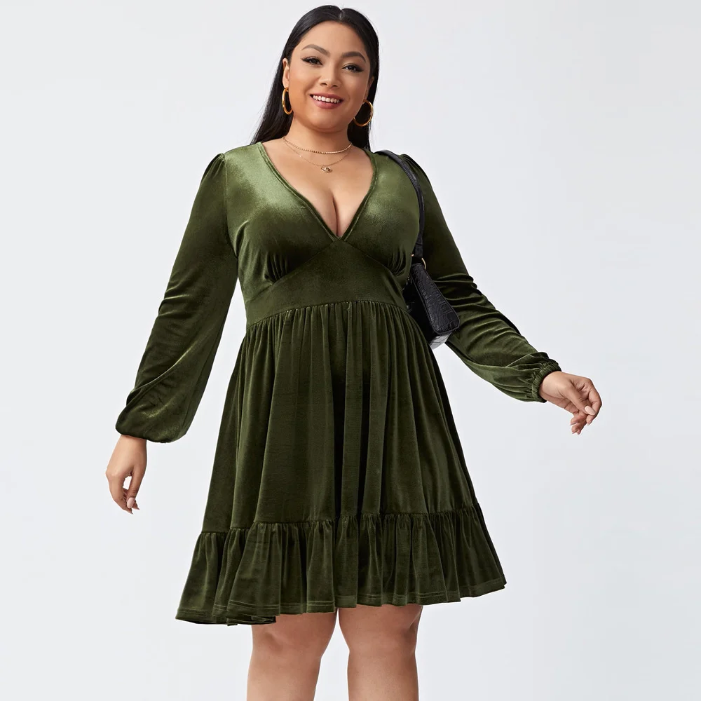 Plus Size Large Women\'s Dress Women\'s 2023 New Sexy Waist Wrapped Velvet Dress Party Dress Fashion Elegant Female Clothes