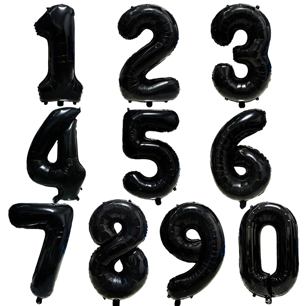 Black Large Numbers Balloon 32 Inch 0 1 2 3 4 5 6 7 8 9 Birthday Digit Bachelorette Balloon Figure Golob Party Ballon Decoration