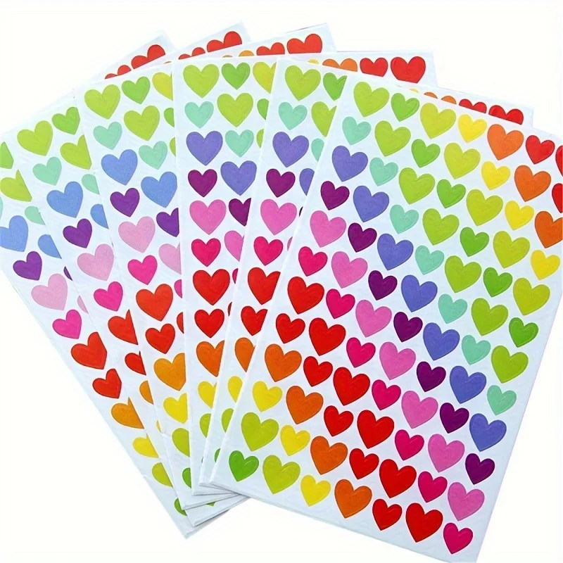 [Heart Stickers] 20Sheets Colorful Heart-Shaped Self-Adhesive Stickers for Scrapbooking DIY Crafts