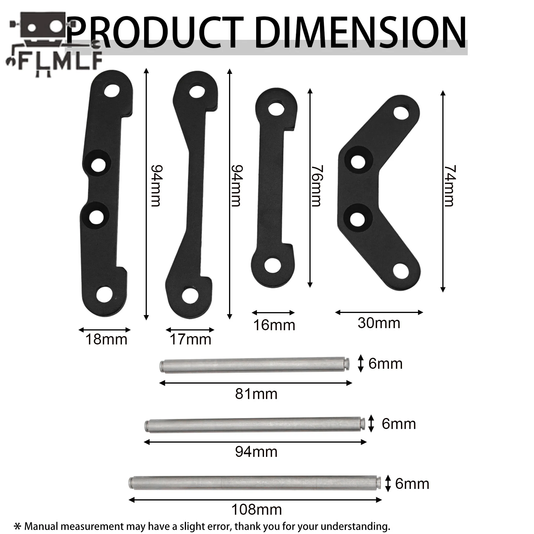 Casting Process Metal Front Rear Suspension Pivot Axle Pin Positioning Pieces Set for 1/5 Hpi Rovan Km Baja 5b 5t 5sc Ss Parts
