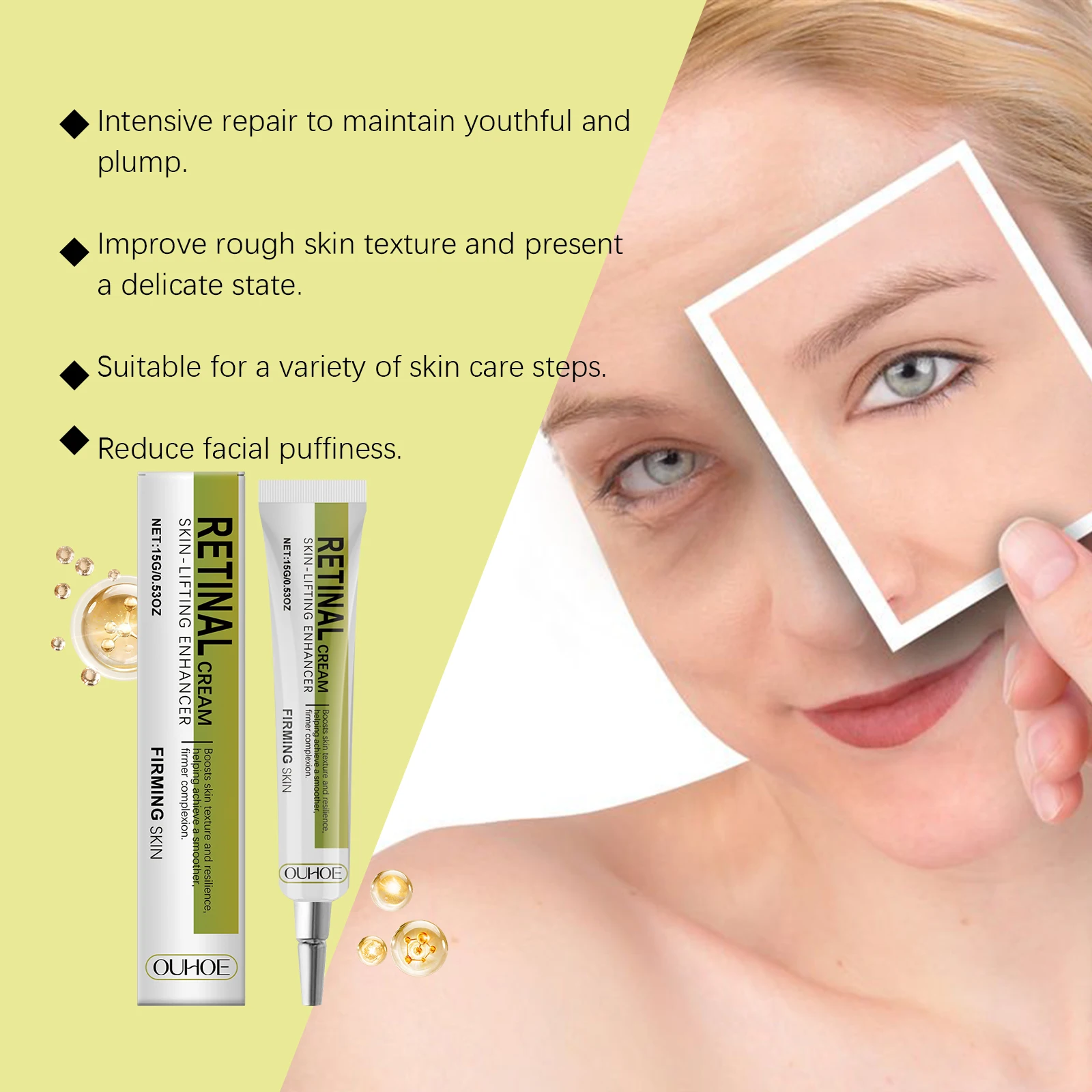 Retinol-Creme, straffend, Anti-Falten, verbessert schlaffe, feuchtigkeitsspendend, glättend, aufhellend, straffend, strahlend, feine Linienentfernungscreme