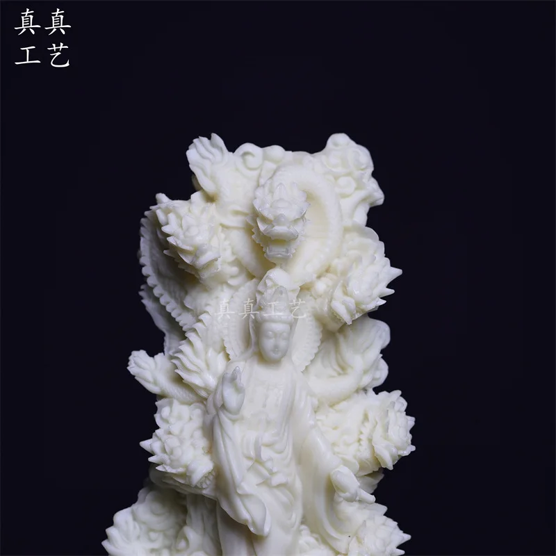 Ivory Nut Kowloon Guanyin Decoration Home Office Decor Zen Chinese Style Crafts Gift Antique Shelf Statue