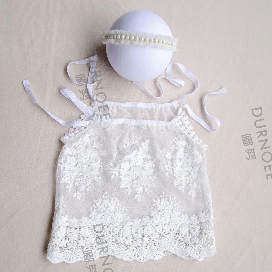 Baby Outfit Dress  Newborn Photography Props Lace Dress and Headband  Photoshoot Clothing