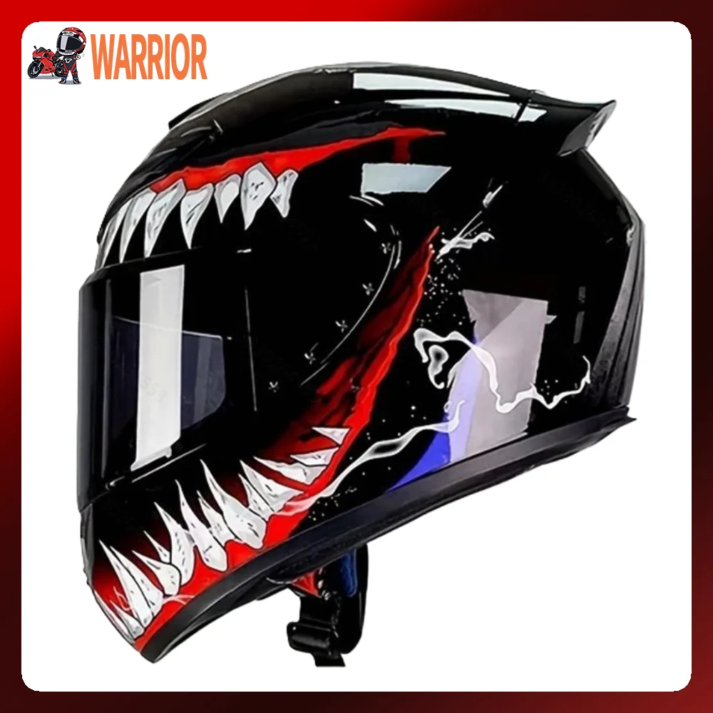 Best Selling Venom Fashion Trend Four Season Full Face Helmet Abs Double Lens Modular Flip Up Motorcycle Helmet Black White Lens