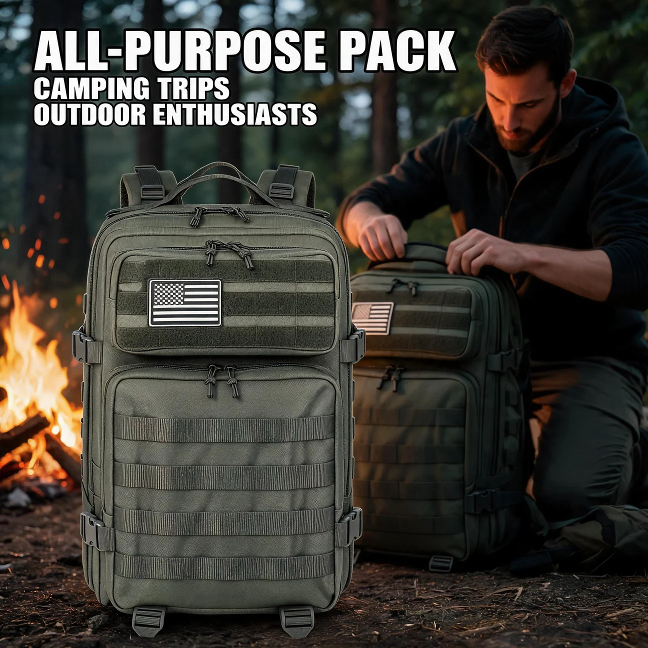 Large 45L Hiking Backpack for Outdoor Adventures, Durable Travel Daypack for Trekking and Camping, Spacious Multi-Use Rucksack for Weekend Getaways and Trail Exploration