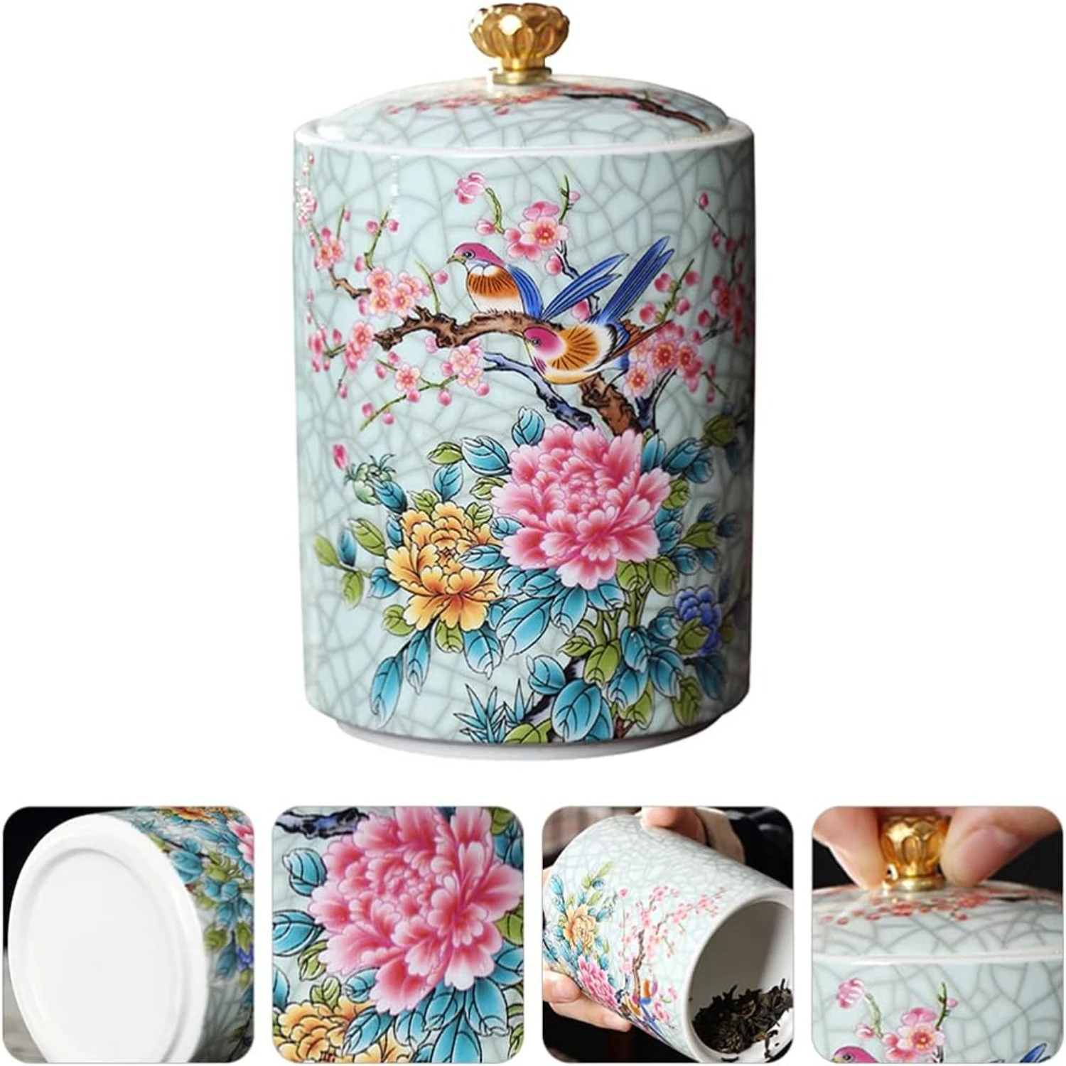 Stylish Decorative Ceramic Coffee Canister with Lids - 500ml Capacity - Elegant Food Storage Jar for Sugar, Tea, and Coffee - Mu