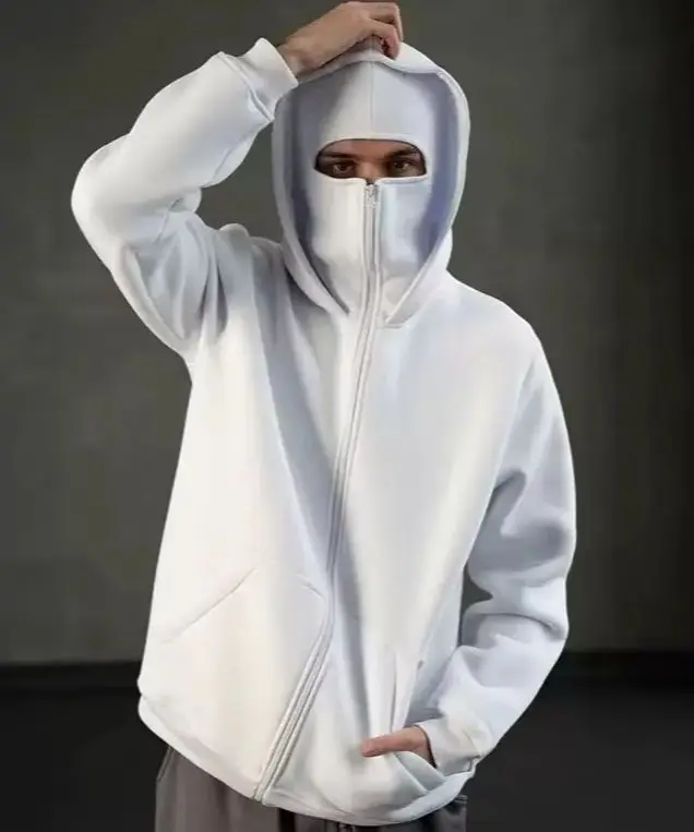 Men Streetwear Hoodie Spring Autumn Trendy Full Zip Sweatshirt Fleece Lined Double Layer Hood Casual Hooded Jacket