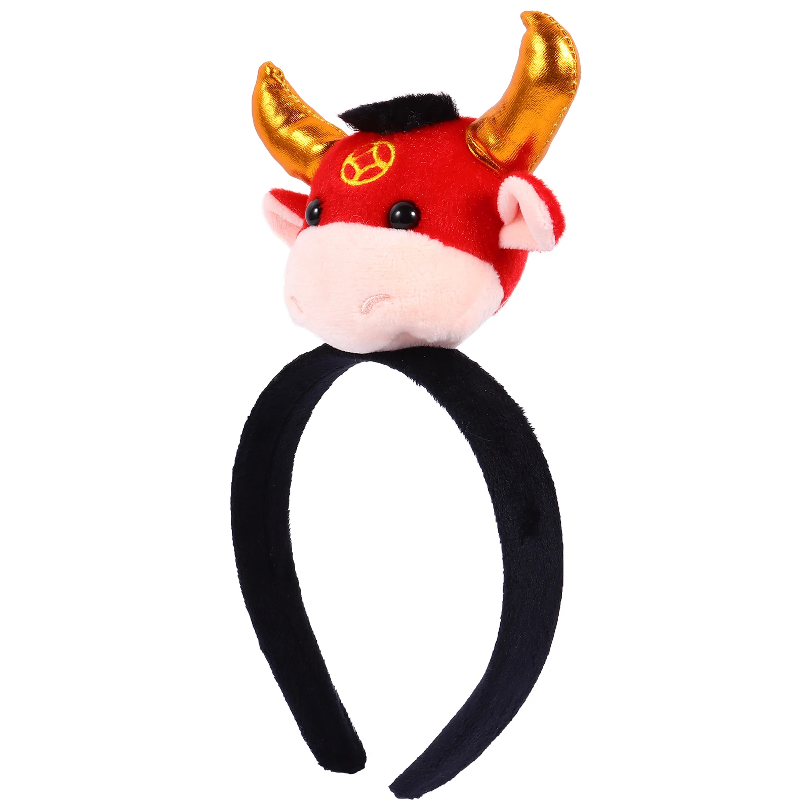 

1 pc Copper Cow Hairband Animal Headbands Ox Headdress Cartoon Headwear New Year Party Supplies Lovely 3D Design Unique Photo