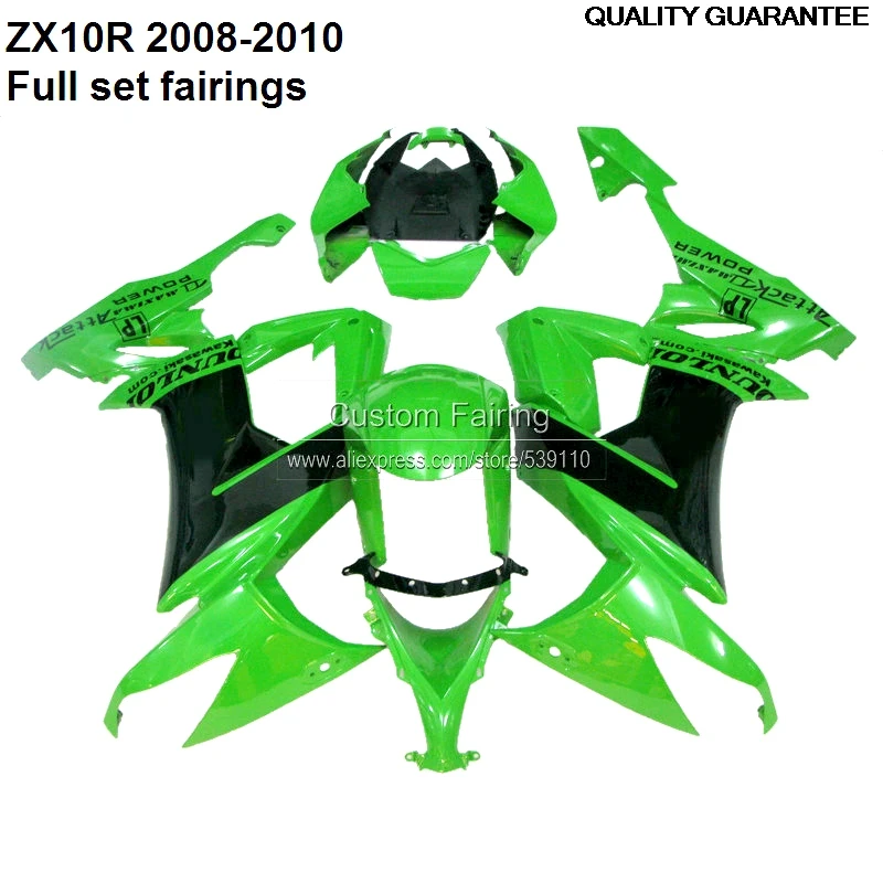 

Suitable For Kawasaki Ninja ZX10R 08 - 10 2008 2009 2010 green / black ZX-10R fairing kit fairings [XX002]