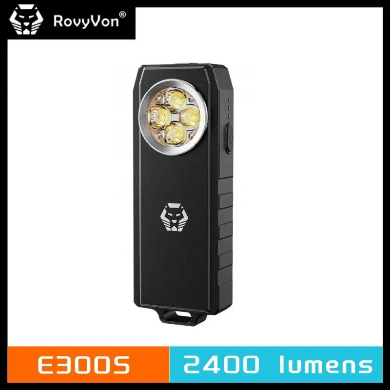 RovyVon E300S Angel Eyes Pocket Flashlight 2400 Lumens Rechargeable Water Resistant EDC Handheld Troch with Built-in Battery