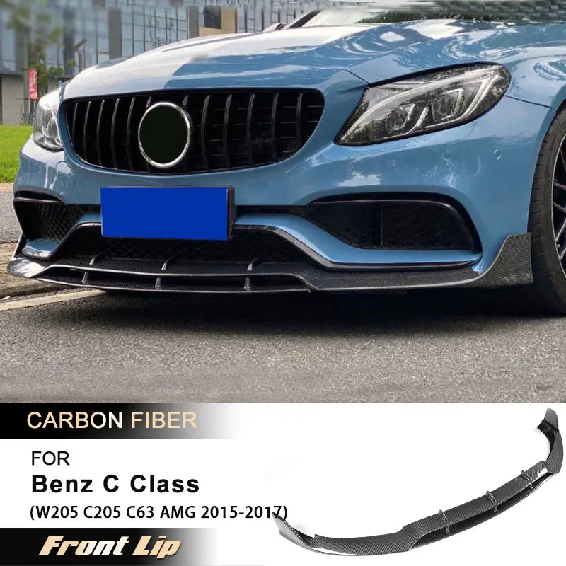 

Car Front Bumper Lip Spoiler for Mercedes Benz C Class C205 C63 AMG Coupe 2015-2017 Front Lip Chin Apron Full Carbon Fiber FRP