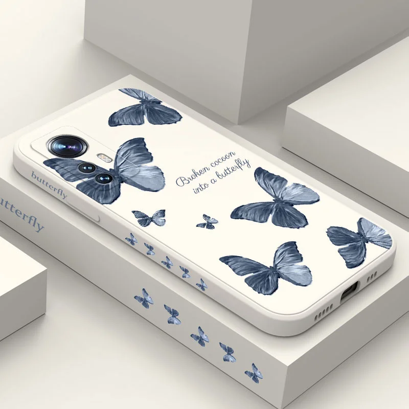 

Red Blue Butterfly Case For Xiaomi Mi 14 13 13T 12 11 Ultra 9 12T 11T 10T 9T Lite Poco F5 F4 X4 M4 F3 X3 M3 Pro 5G GT Cover